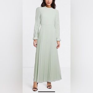 ASOS DESIGN fluted sleeve maxi dress in sage green